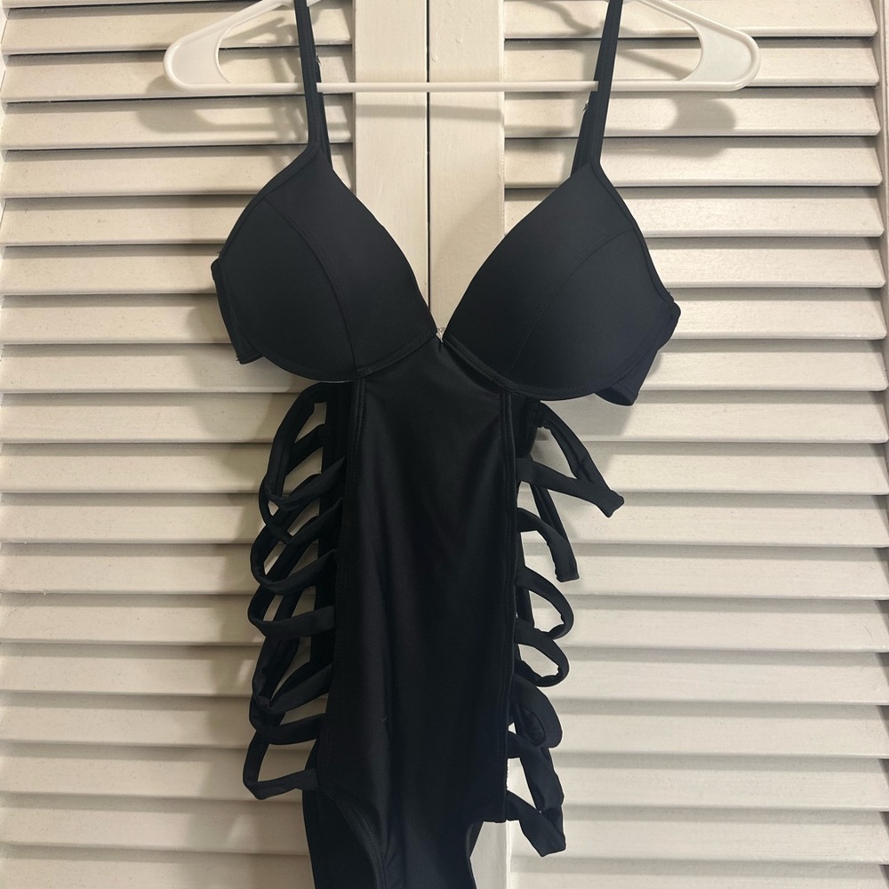 Tobi Black Cutout One-Piece Swimsuit